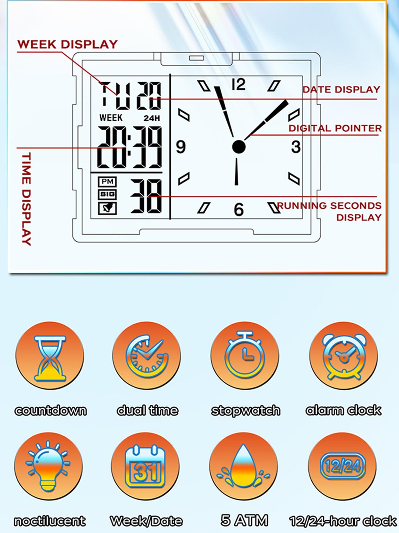 SANDA Unisex Analog-Digital Fashion Watch, Waterproof Luminous Multi-Function Youth Style Watch with Countdown Timer, Perfect for Casual Wear SANDA Unisex Analog-Digital Fashion Watch, Waterproof Luminous Multi-Function Youth Style Watch with Countdown Timer, Perfect for Casual Wear