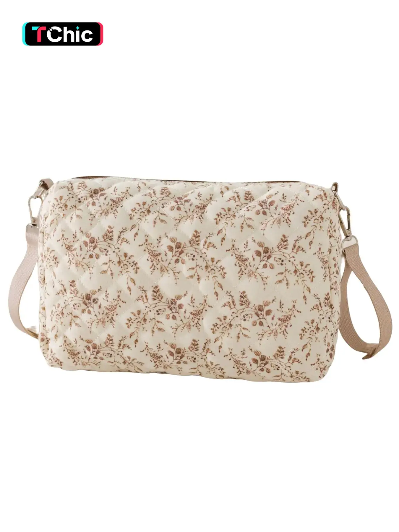Floral Quilted Stroller Bag, Multi-Functional Baby Stroller Storage Bag, High-Aesthetic Cute Mommy Bag, Large Capacity Maternity Travel Organizer, Stroller Accessories (2 Colors)