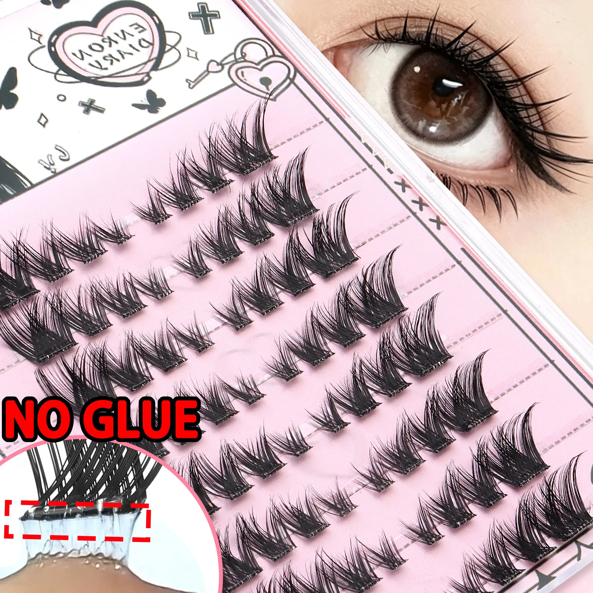 48 Pairs Glittery False Eyelashes, Shimmer Fluffy Tips, Dramatic Eye Tail Lift Effect, Perfect for New Year Parties & Music Festivals