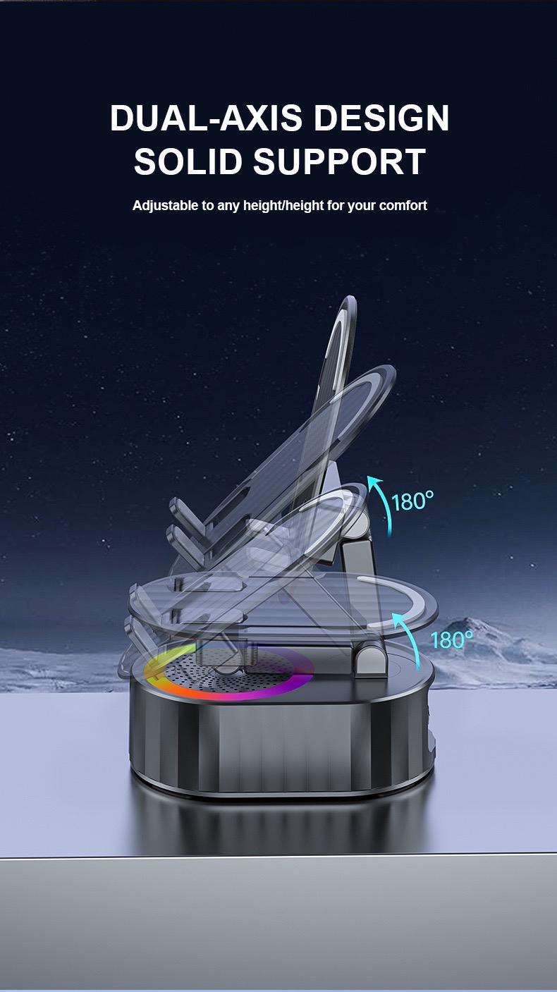 AKLLCCR 5-in-1 Power Bank with Wireless Induction Audio Bluetooth Speaker & Cellphone Stand Usb Cable Emergency charging (5000mAh) 5.3 HD Surround Subwoofer Sound  Fits Smartphones,Tablets Springtok