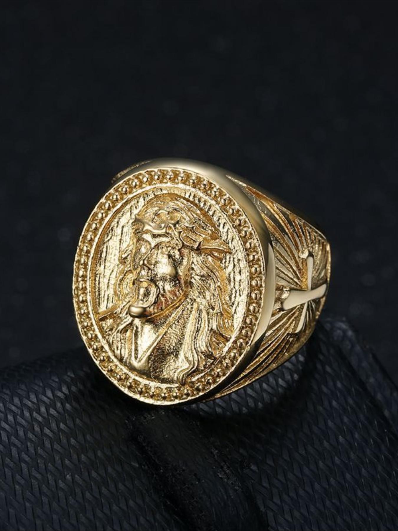 New style of new temperament domineering high-end hip-hop HIPHOP ring trendy and versatile retro gold YS cross men's ring accessories