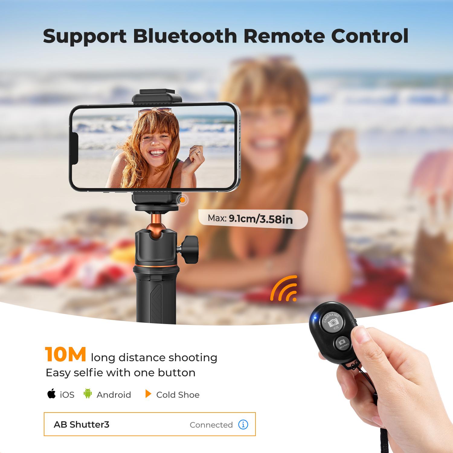 [K&F CONCEPT]All-in-One Extendable Selfie Stick Tripod for Smartphones, GoPro & DJI Cameras.60cm/24" Foldable Handle with Ball Head for Vlogging, Travel, Live Streams.GoPro Hero 13/12/11/10/9/8/7/Max, DJI Osmo Action 5/4/3, Pocket 3.