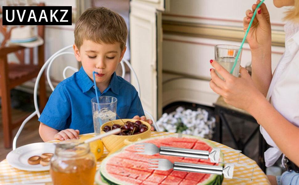 2-in-1 Watermelon Fork Slicer Cutter Stainless Steel Summer Watermelon Cutter for Kitchen Gadget Camping Home Party