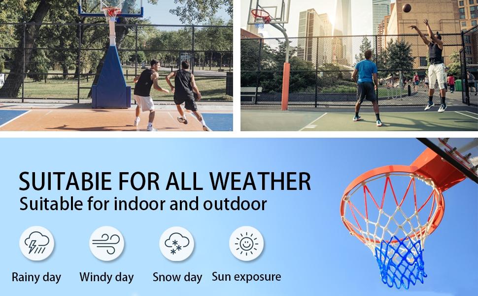 Basketball Net Replacement, 2026 Upgrade Professional Basketball Net, Outdoor All-Weather Anti-Lash Colors - 12 Rings ( Blue)