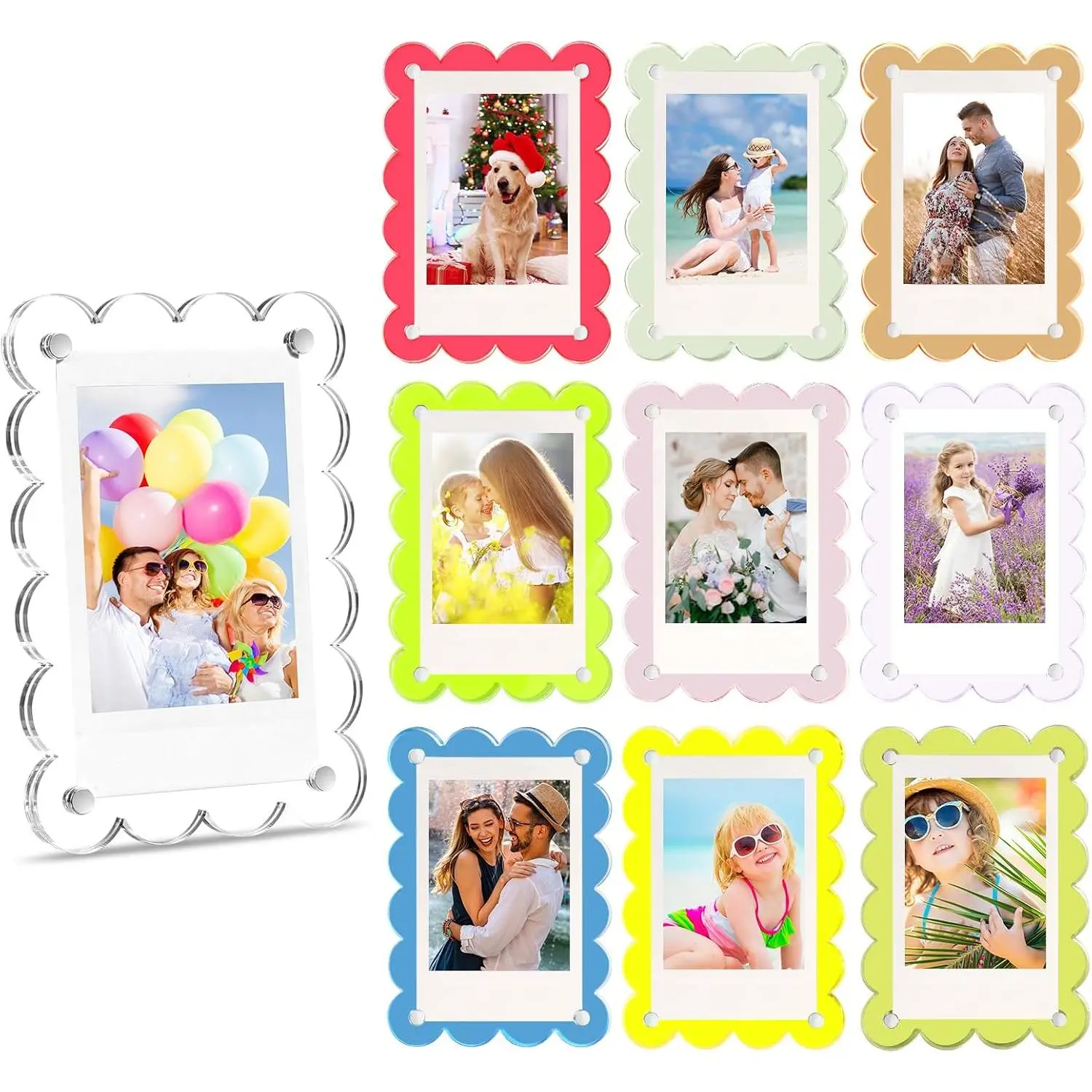 4 Pack  Fridge  Frame for , 2.36x3.54 In Mini Picture Frames Colorful for  Instax Mini, 2 Sided Photo Refrigerator  Picture Display Clear Frame Petal
