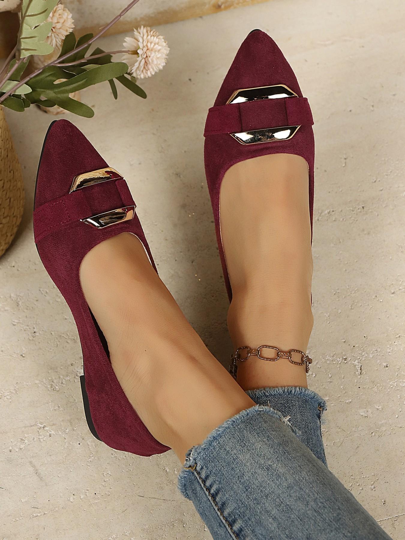 Women's Pointed Toe Flat Shoes, Soft Leather Office Shoes, Versatile Loafers, Slip-On Casual Shoes, Lightweight Plain Design