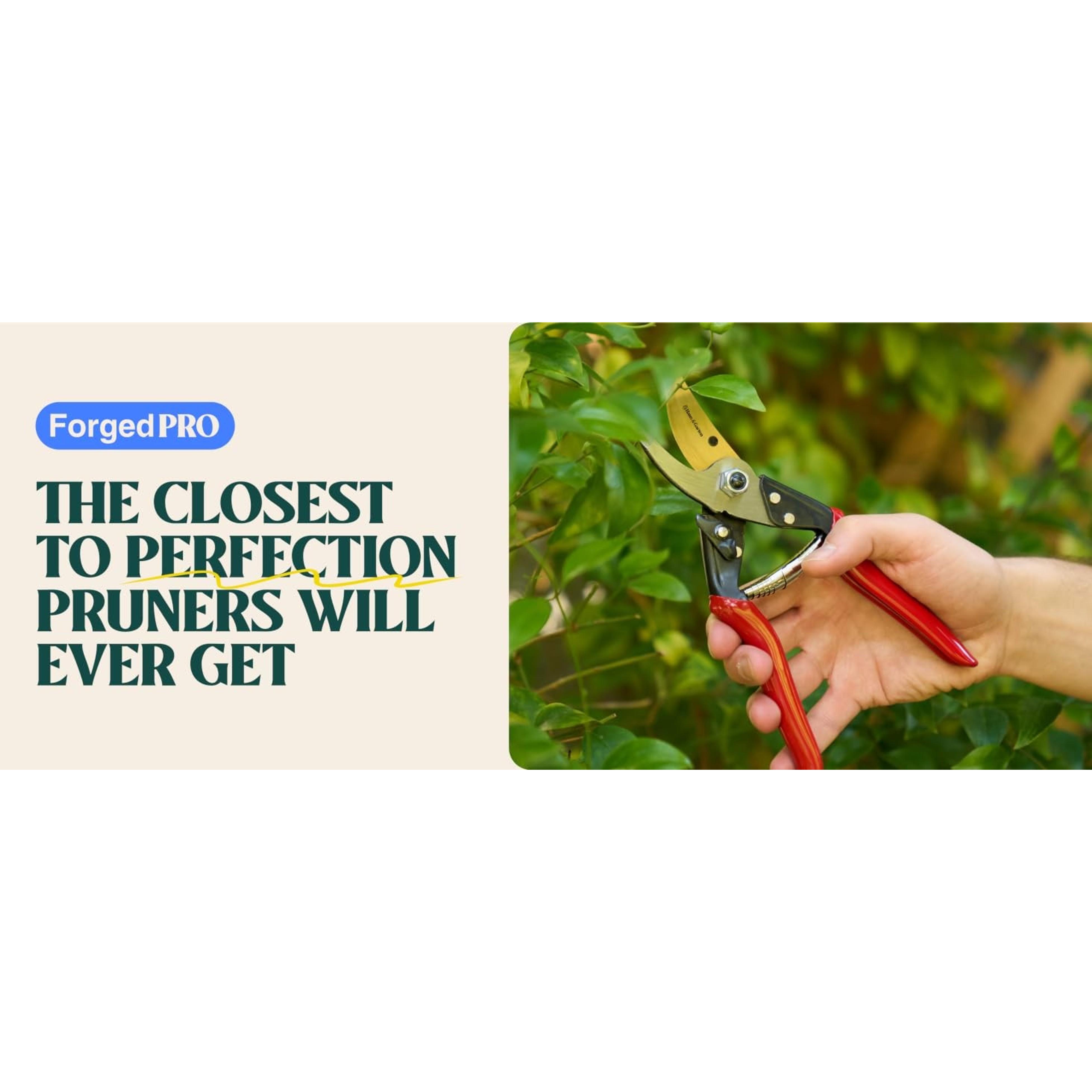 ForgedPRO 8.75" Heavy Duty Professional Titanium Bypass Pruning Shears - Use As Pruners, Garden Shears, Handheld Pruning Shears For Gardening, Clippers, Garden Scissors, Pruner ToolGift