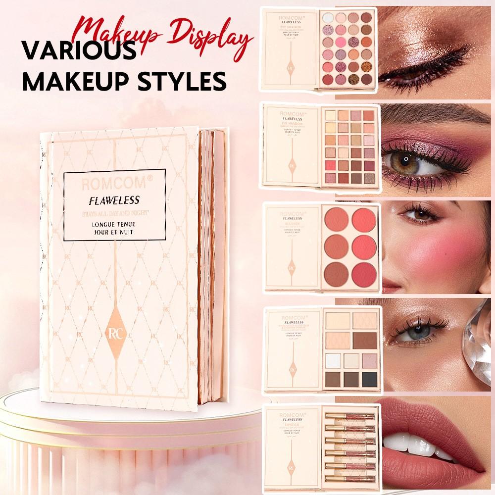 Book Style Makeup Palette Set, Eyeshadow Blush Highlight & Liquid Lipsticks, Portable Full Face Cosmetic Kit, Ideal Gift for Ladies, Makeup Sets