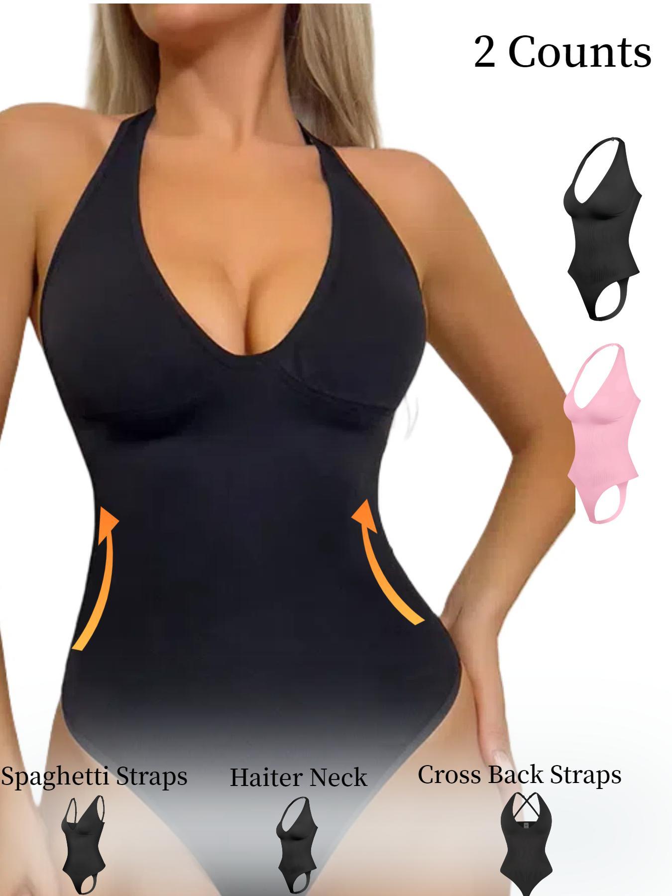 Women's Solid Color Open Crotch Adjustable & Convertible Straps Design Shapewear Bodysuit, Casual Comfortable Breathable Tummy Control Butt Lifting Shaper, Women's Shapewear for All Seasons, Body Shaping Underwear, High Waist Bodysuit
