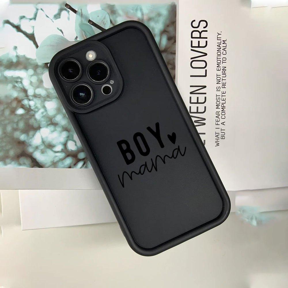 Creative Boy Mama Pattern Anti-Drop Soft Case Cover for iPhone 11/12/13/14 Pro Max/15 Pro/16 Plus/16 Pro Max, High-Quality Tpu Material