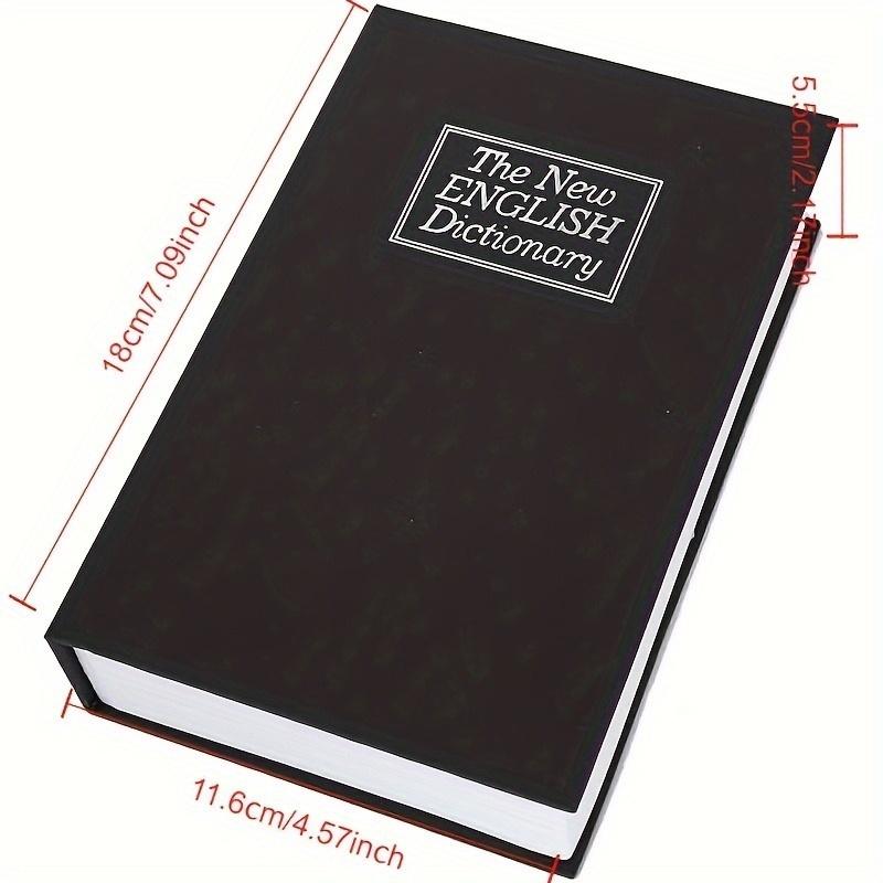 Simulated Book Storage Box with Combination/Key Lock, Black Portable Metal Secret Storage Box, Hidden Container for Cash and Jewelry with Two Keys, Suitable for Home o Office Use.