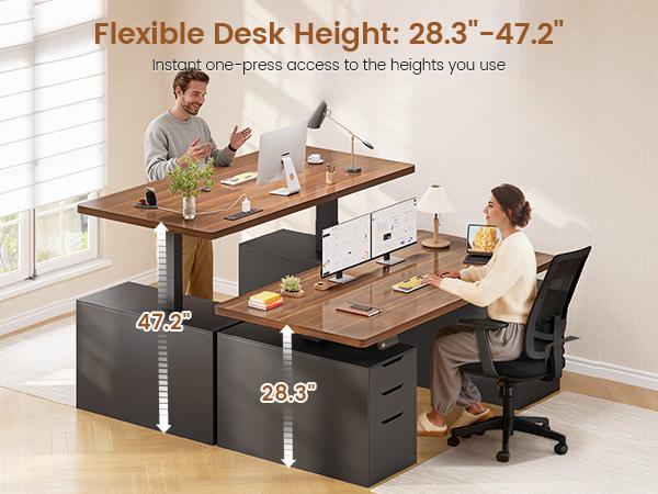SEDETA 55 Inch Electric Standing Desk with 6 Drawers Adjustable Stand up Desk with Storage Computer Desks with Power Outlets Home Office Workstation
