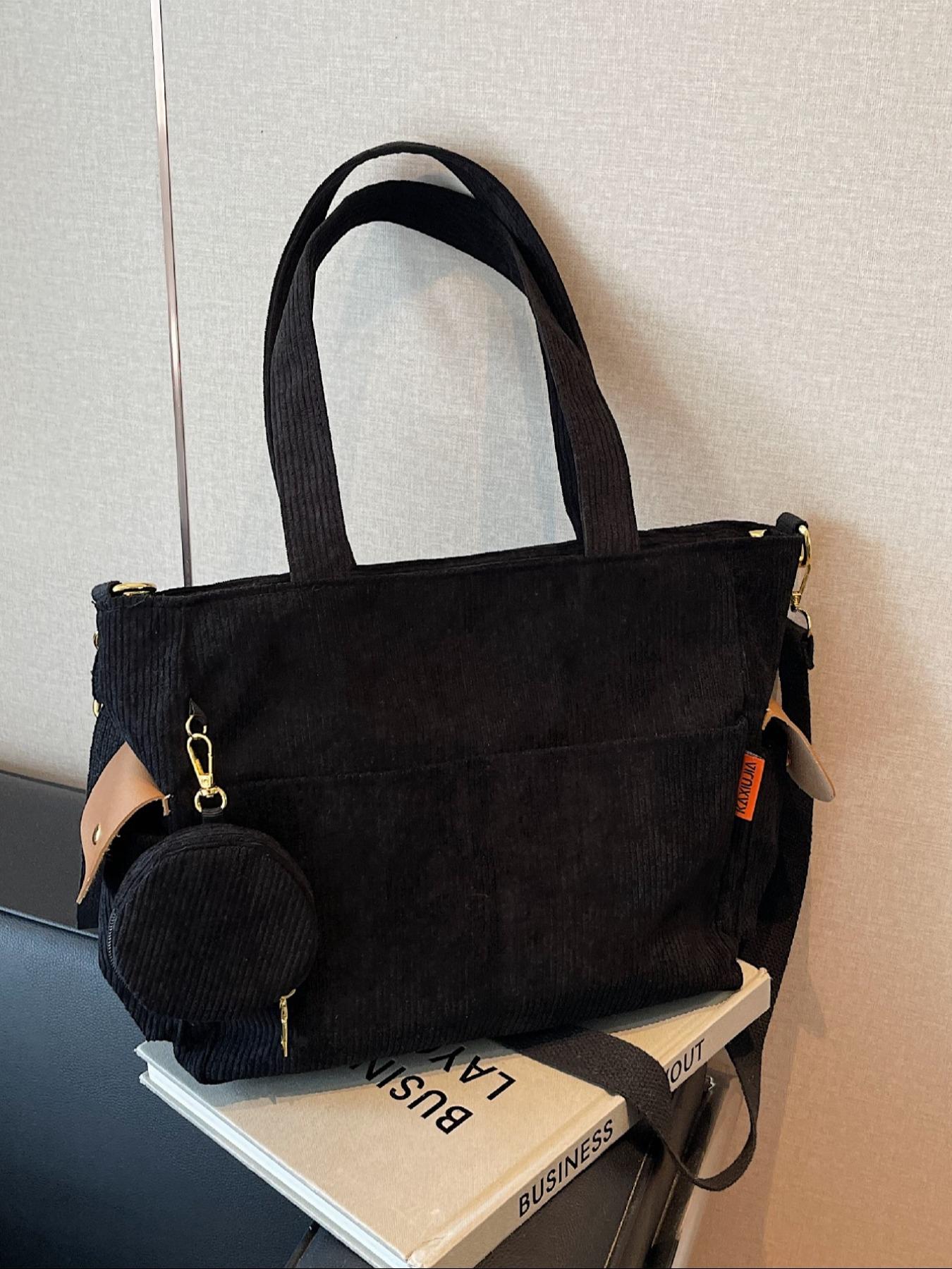 Women's Solid Color Tote Bag & Coin Purse, Fashionable Large Capacity Shoulder Bag & Coin Purse, Casual Trendy Versatile High-quality Daily Commuting Bag Set