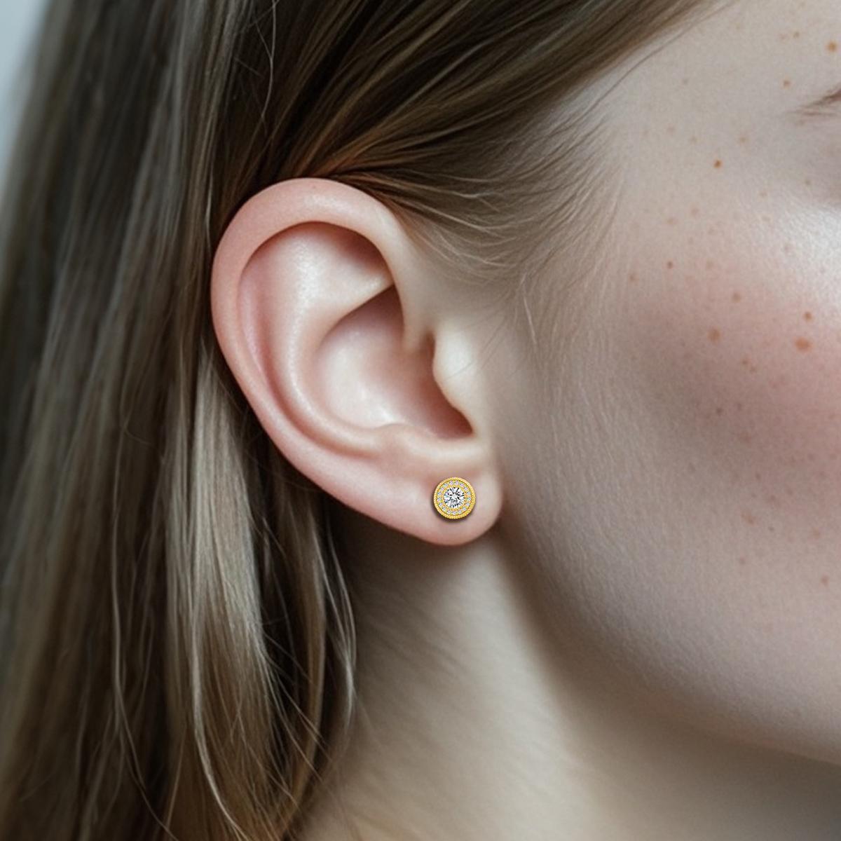 Delzzad 18k Gold-Plated Double Halo Ice Lab-Created Moissanite Stud Earrings Moissanite Jewelry Perfect Birthday Mother’s Day Christmas Gift for Men Women Delzzad 18k Gold-Plated Double Halo Ice Lab-Created Moissanite Stud Earrings Moissanite Jewelry Perfect Birthday Mother’s Day Christmas Gift for Men Women