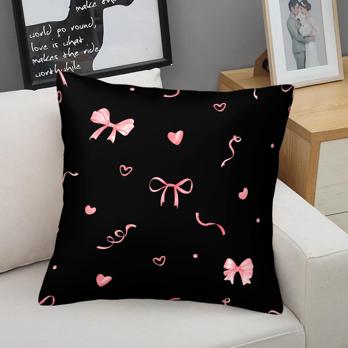 1 Piece Coquette Pink Bow Print Body Pillow, Memory Foam Pillow & Decorative Pillow Option, Cute Y2K Digital Print Throw Pillow with Insert, Soft Square Cushion for Sofa, Bedroom, Dorm, Aesthetic Girly Room Decor
