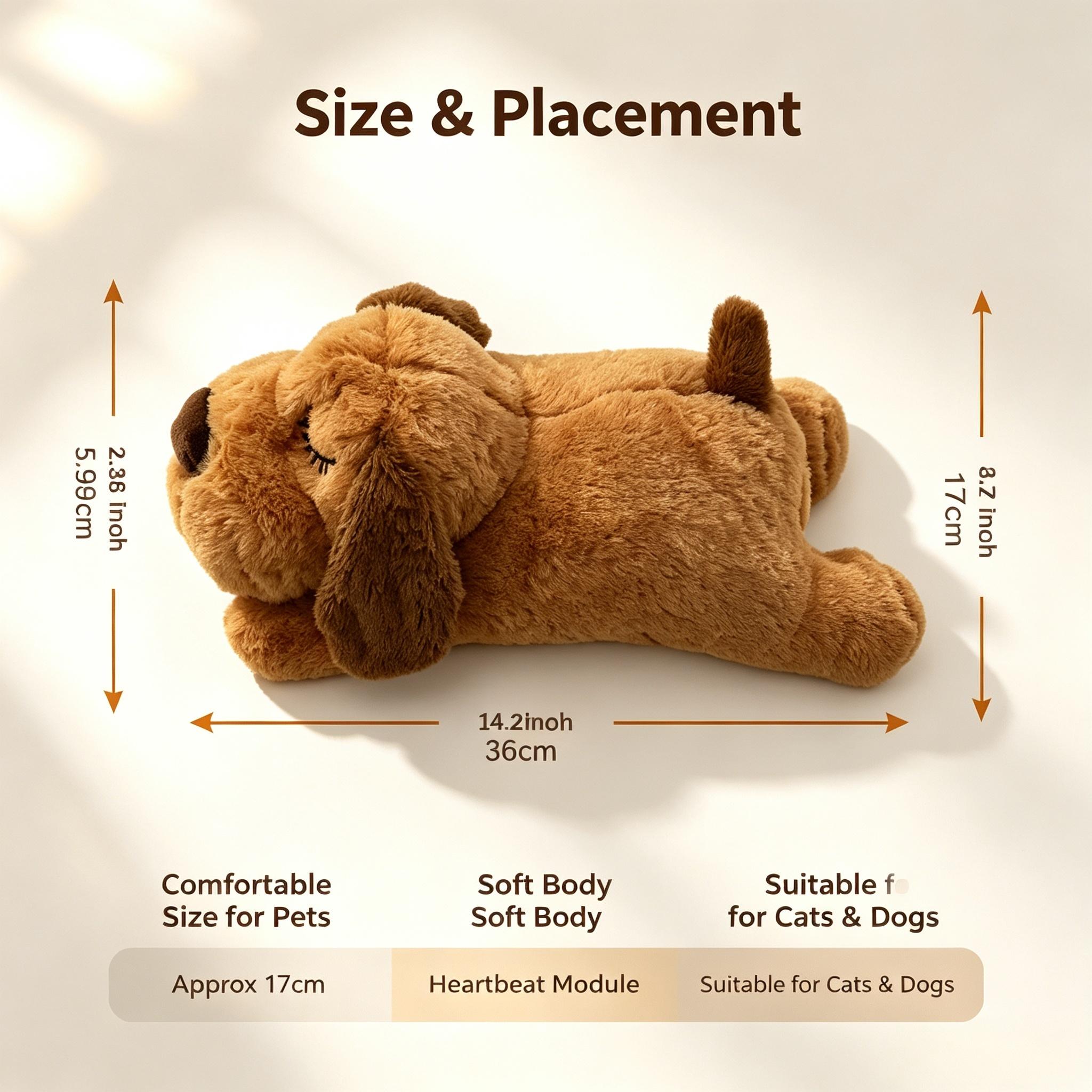 Plush Heartbeat Dog Toy - Anxiety Relief Cuddly Companion, Calming Interactive Sleep Aid for Puppies & Dogs,