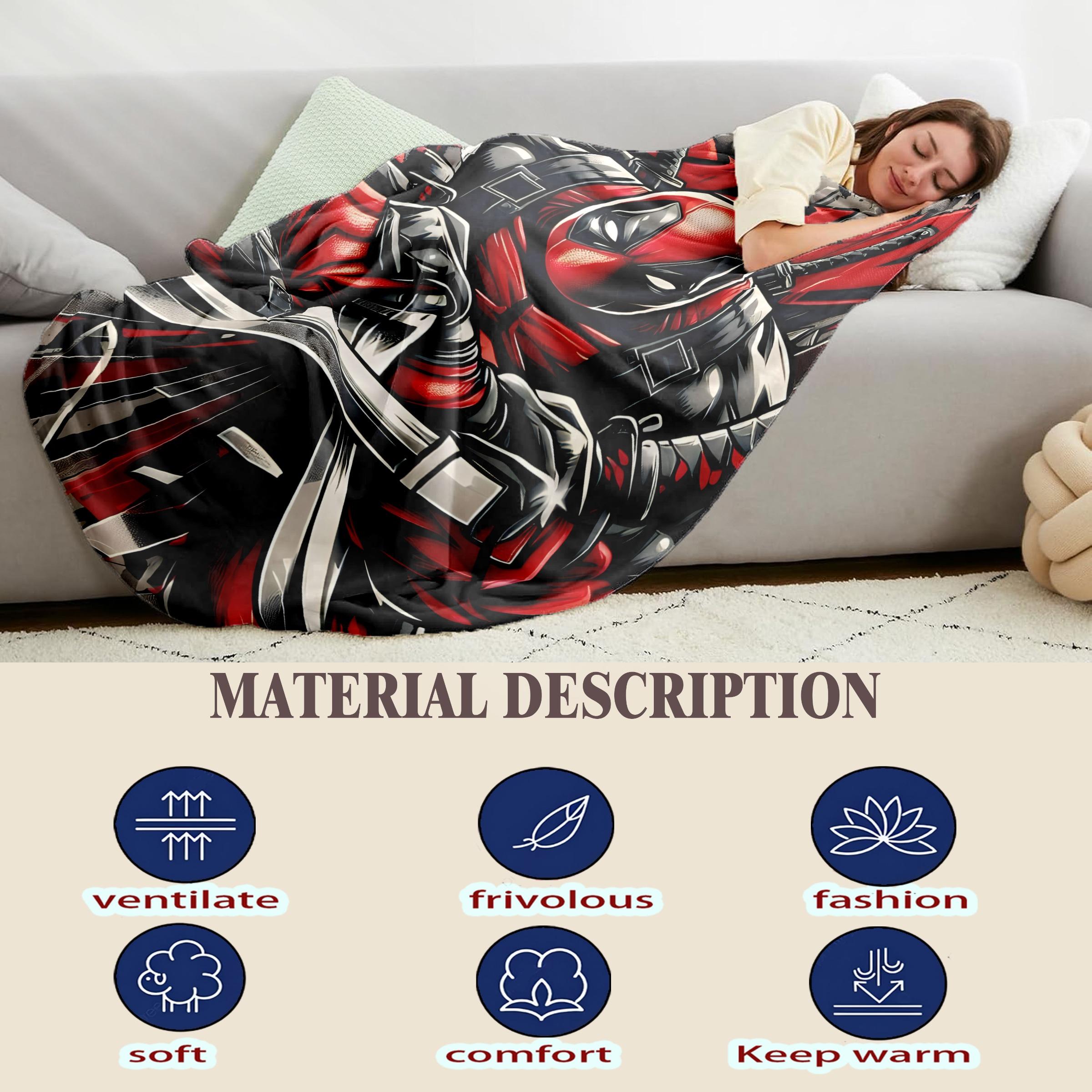 Deadpool Graffiti - Style Flannel Blanket - Skin - friendly Water Wash, High - grade Plush, Vivid Comic Print, Double Warmth, Multi - Scenario Use (Bed/Sofa/Lounging), Ideal Gift for Marvel & Superhero Fans