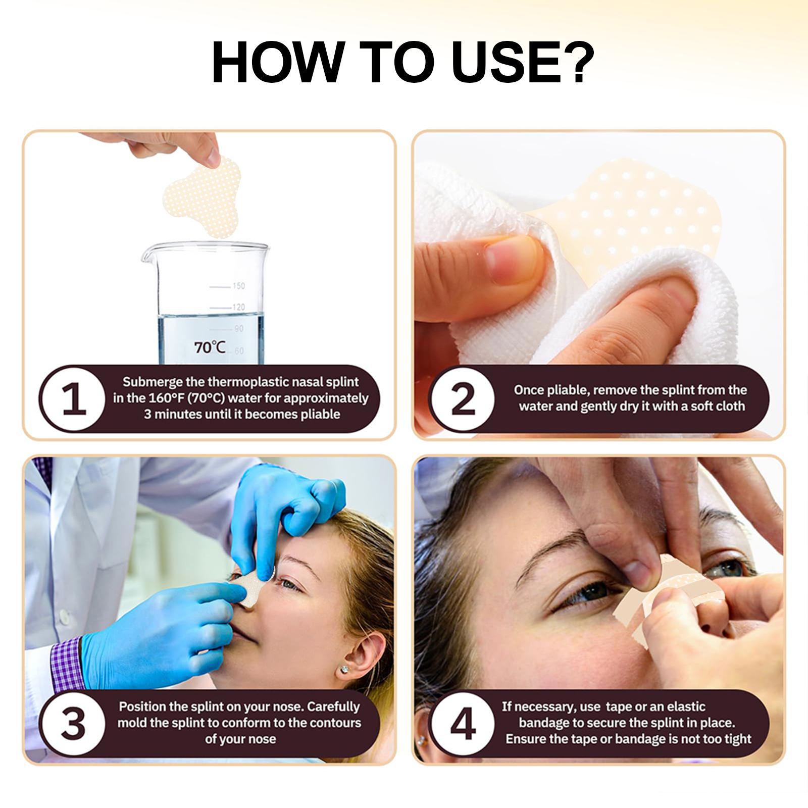 Reusable Nose Splint Strap Kit, 3 Counts Nose Splint & 2 Counts Strap, Nose Bridge Lifting Nose Clip, Nose Care Tool For Women & Men