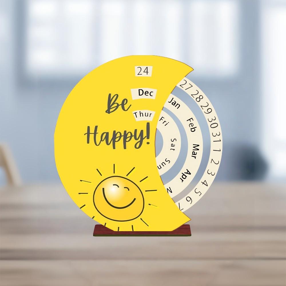 1pc Wooden Rotating Perpetual Calendar Desktop Decor, High-Quality Print, Ideal for Weddings, Anniversaries, Festivals, Living Room, Study, Entryway