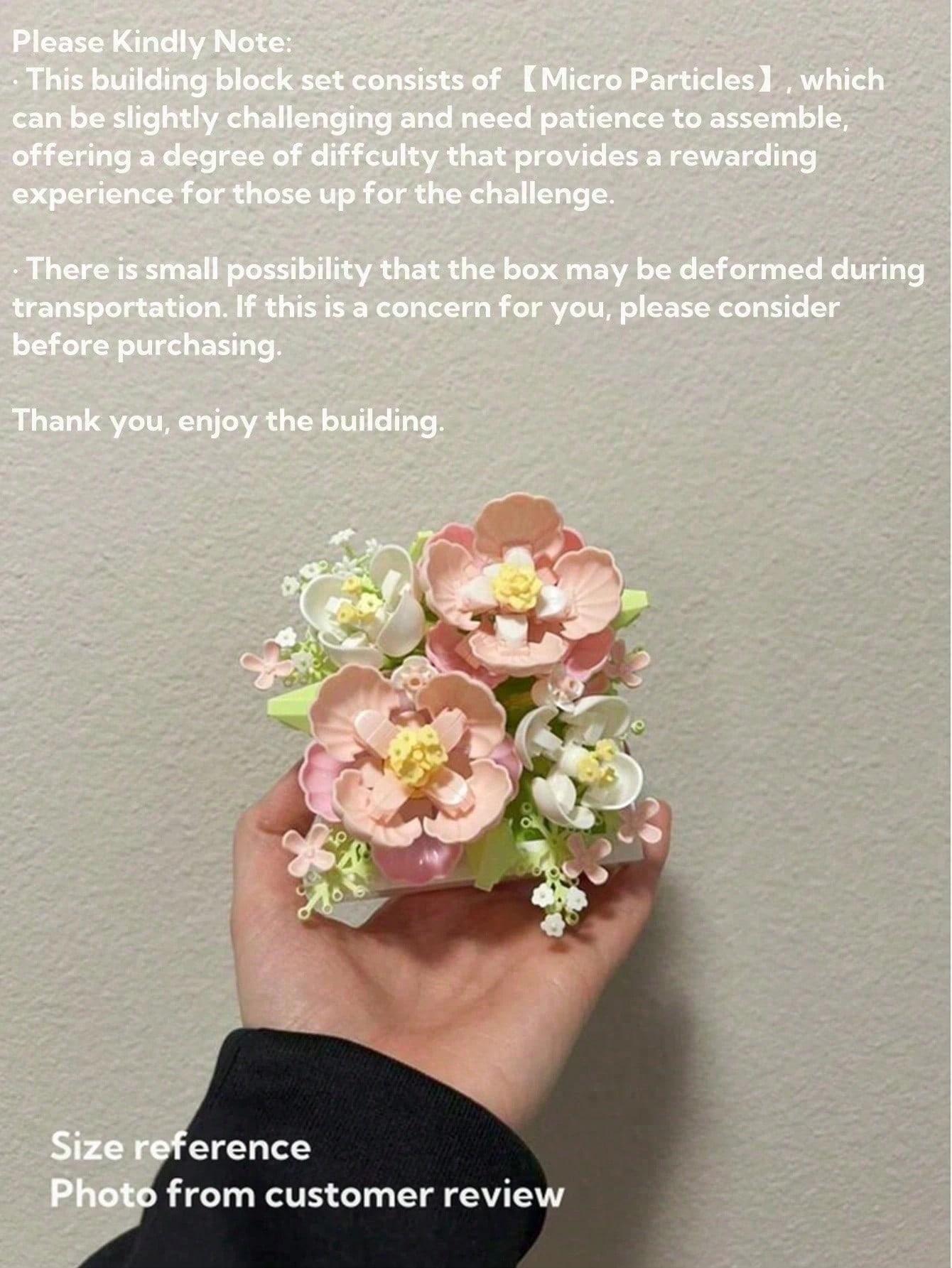 687 Piece Bouquet Building Block Set with Stand and Surprise Gift Box, Perfect for Home Decor, Valentine's Day, Birthday Gifts