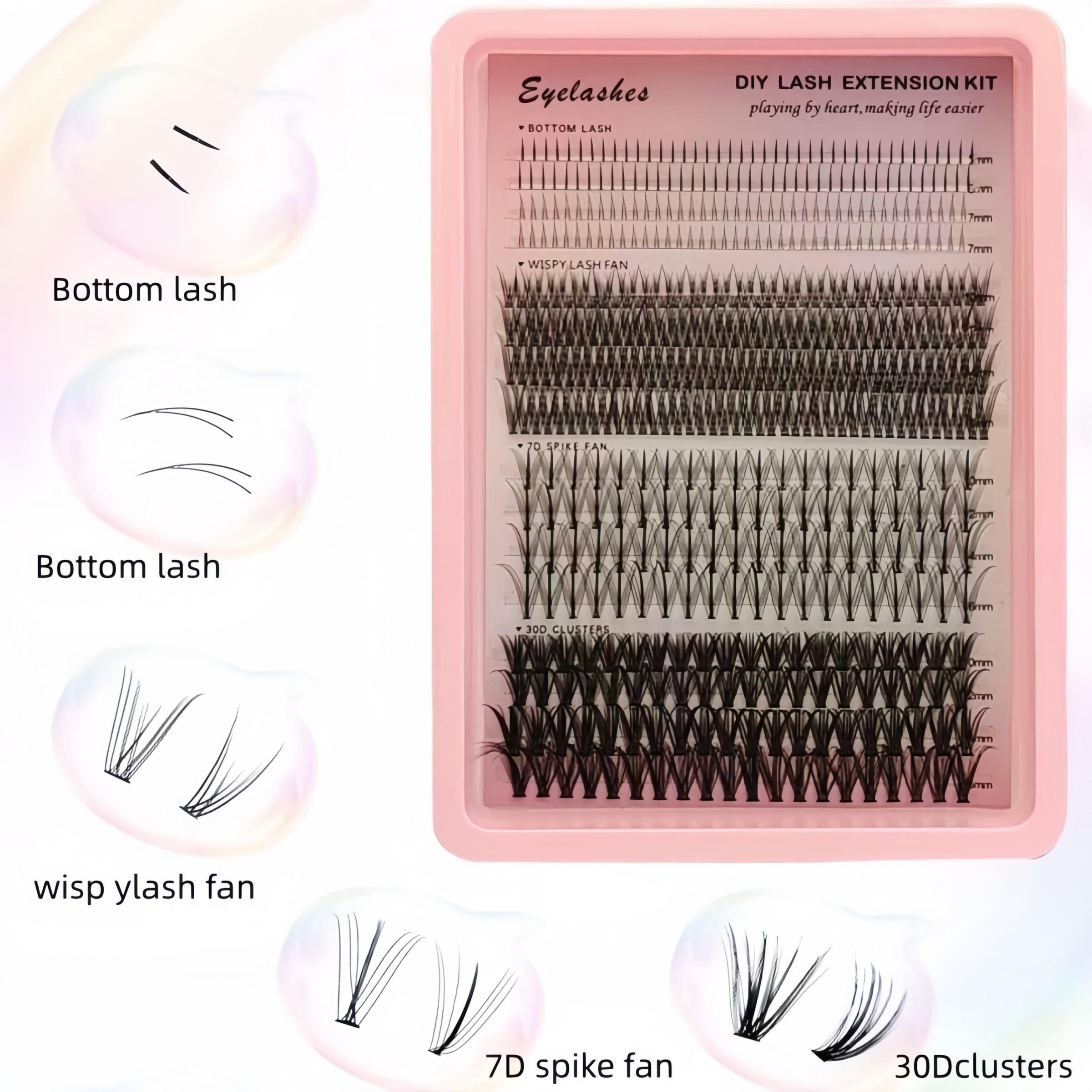 False Eyelash Extension Kit, Multi-Size 484pcs Mixed False Lashes, Natural Daily Segmented Individual Eyelashes, Includes Glue & Remover