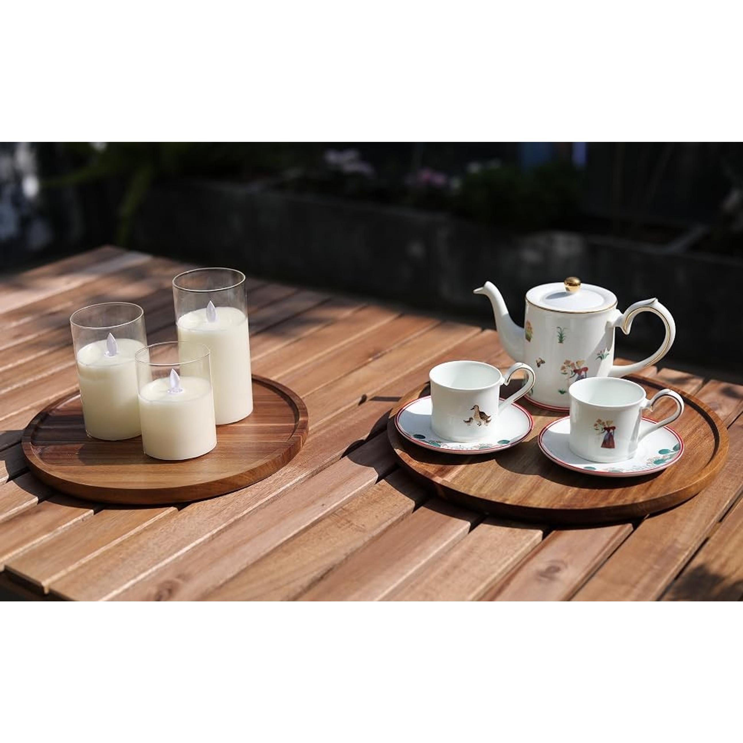 13.8 in Natural Grain Acacia Wood Tray - Kitchen Countertop Serving Tray, Coffee Table Decor, Appetizer Charcuterie Board