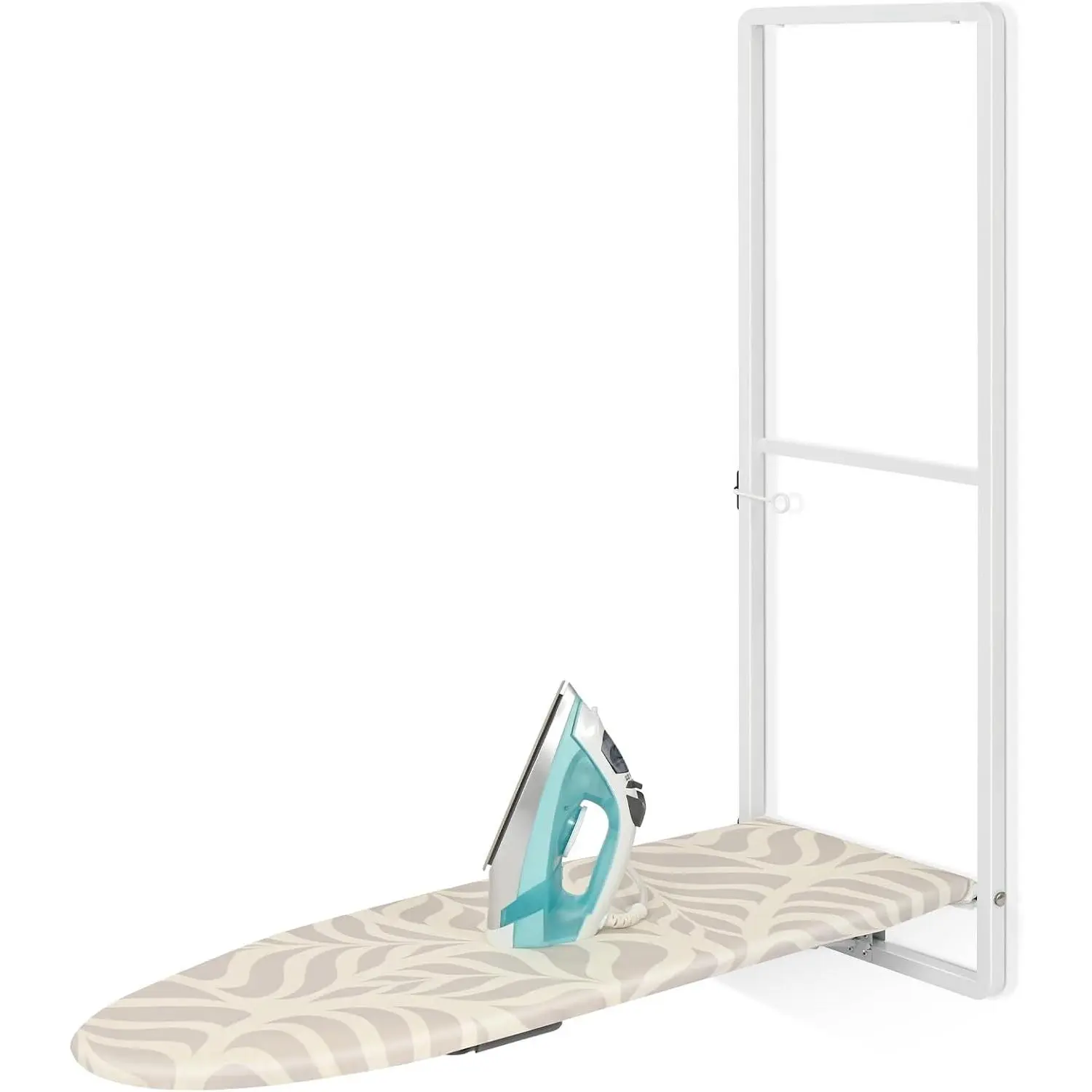 Over the Door Ironing Board, 36 x 12 Iron Board with Iron Storage | Safety lock, Compact foldable Ironing board suitable for laundry rooms, bedrooms, dormitories and small spaces, White