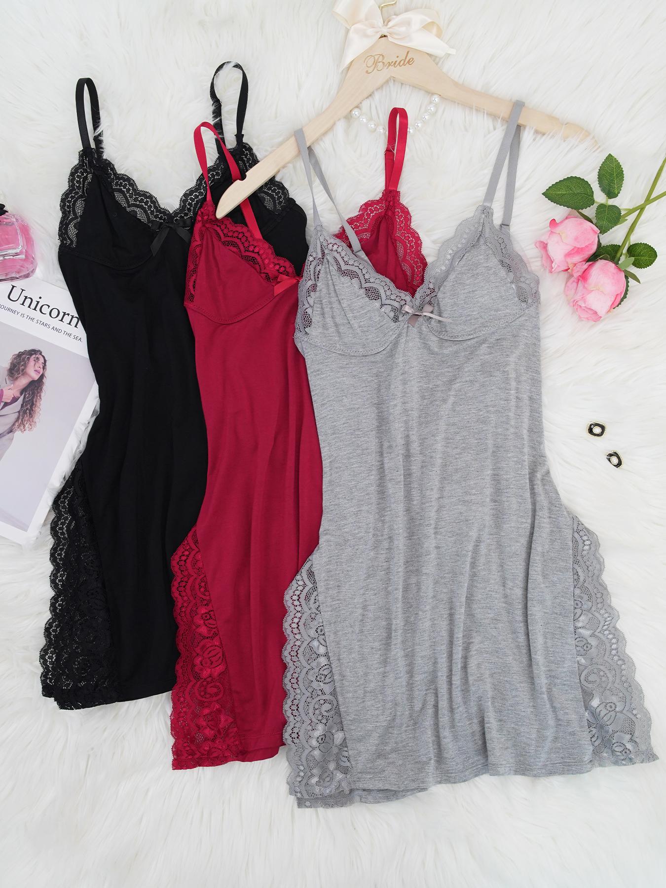 3 piece set  Lace Nightdress Wear,Womenswear Pyjamas Basic Minimalist Sleeveless pajama sets women cute pajama sets pajamas pj sets women Spaghetti Strap Nightgown Sleepwear Homewear Clothes Loungewear