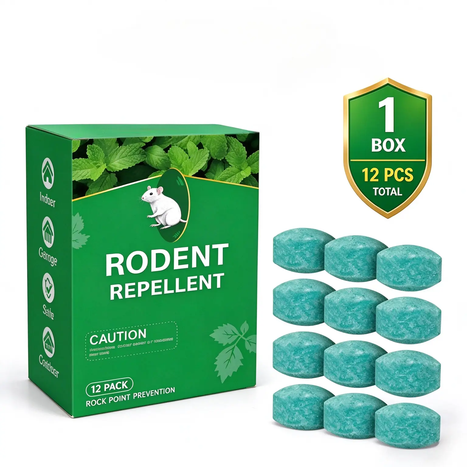 12 Pack Peppermint Oil Rodent Repellent Balls, Natural Mouse & Rat Deterrent, Pet Friendly Strong Scent, For Home Garage Indoor Outdoor Use