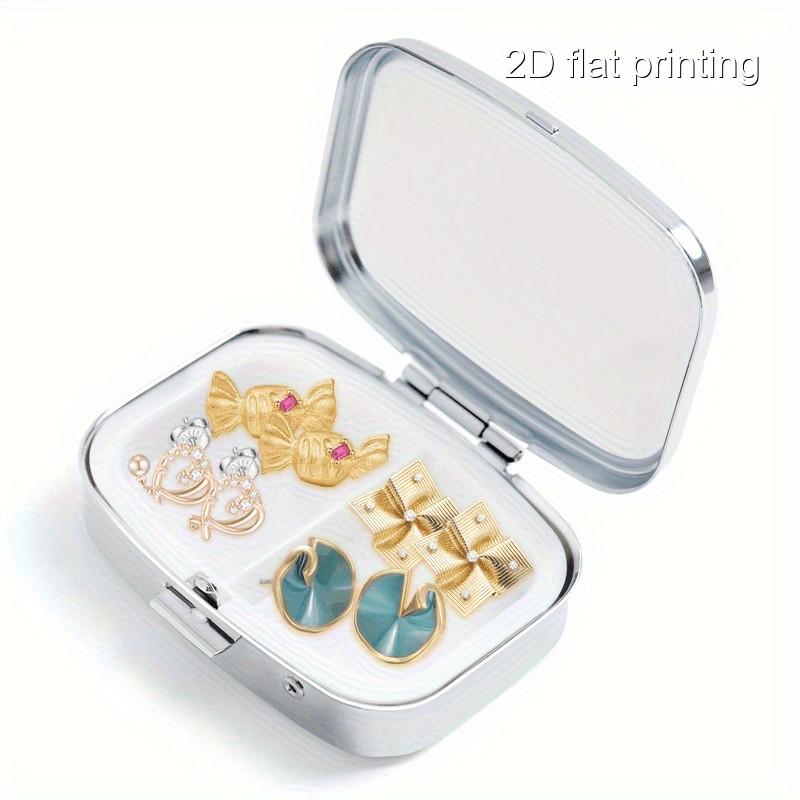 Cherry Bear Pattern Portable Pill Box, 2 Compartment Travel & Outdoor Metal Case, Moisture-Proof Sealed, Ideal for Vitamins Jewelry Earrings