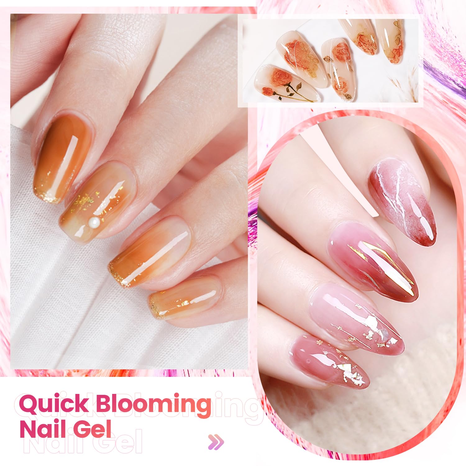 JODSONE 10ML Blooming Gel Nail Polish Clear Marble Nail Nail Art Accessories for Spreading Effects, Floral Print, Watercolor Design for Women