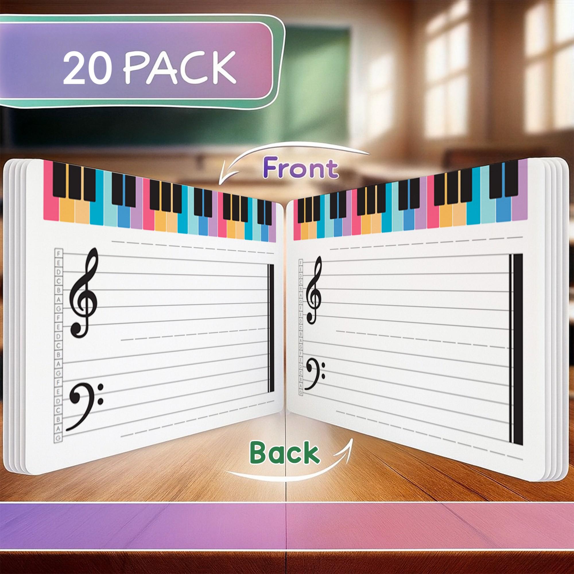 【Mum-Approved School Kit	】20-Piece Classroom Set, Soft Dual-Sided Music Staff Dry Erase Board, Smooth Surface, Reusable, Ideal for Music Composition, 28.5x21cm