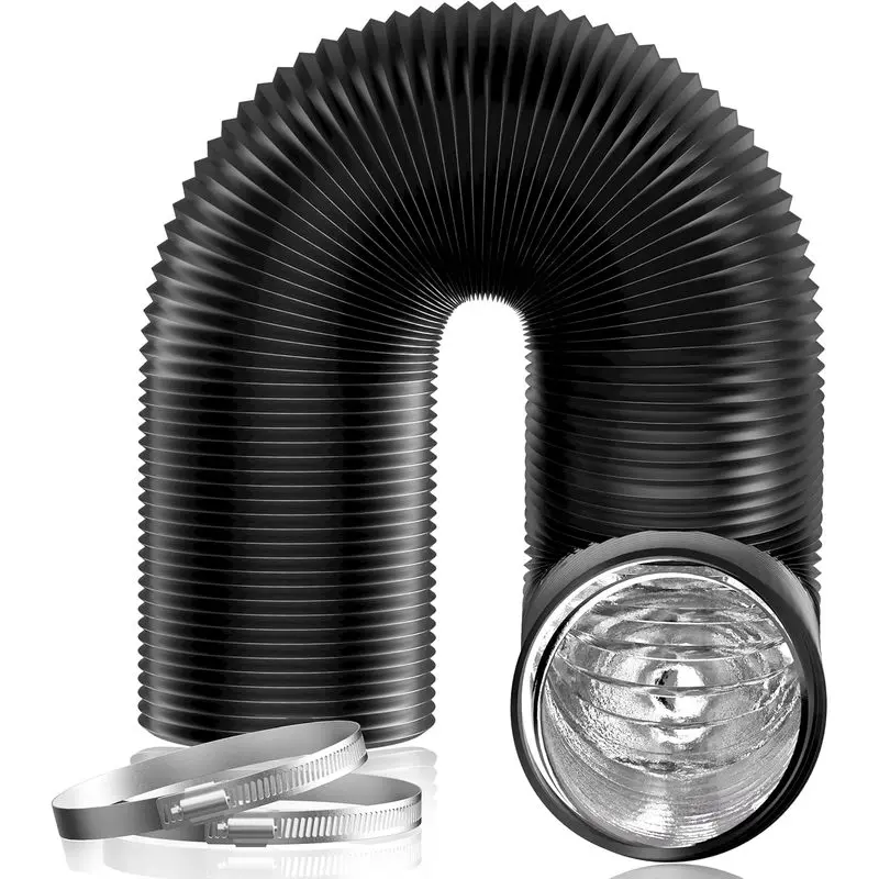 Black 6-Inch Flexible Air Duct Hose Extension, 16FT HVAC Ventilation Hose for Grow Tent, Exhaust Fan, Flexible Hose Extension