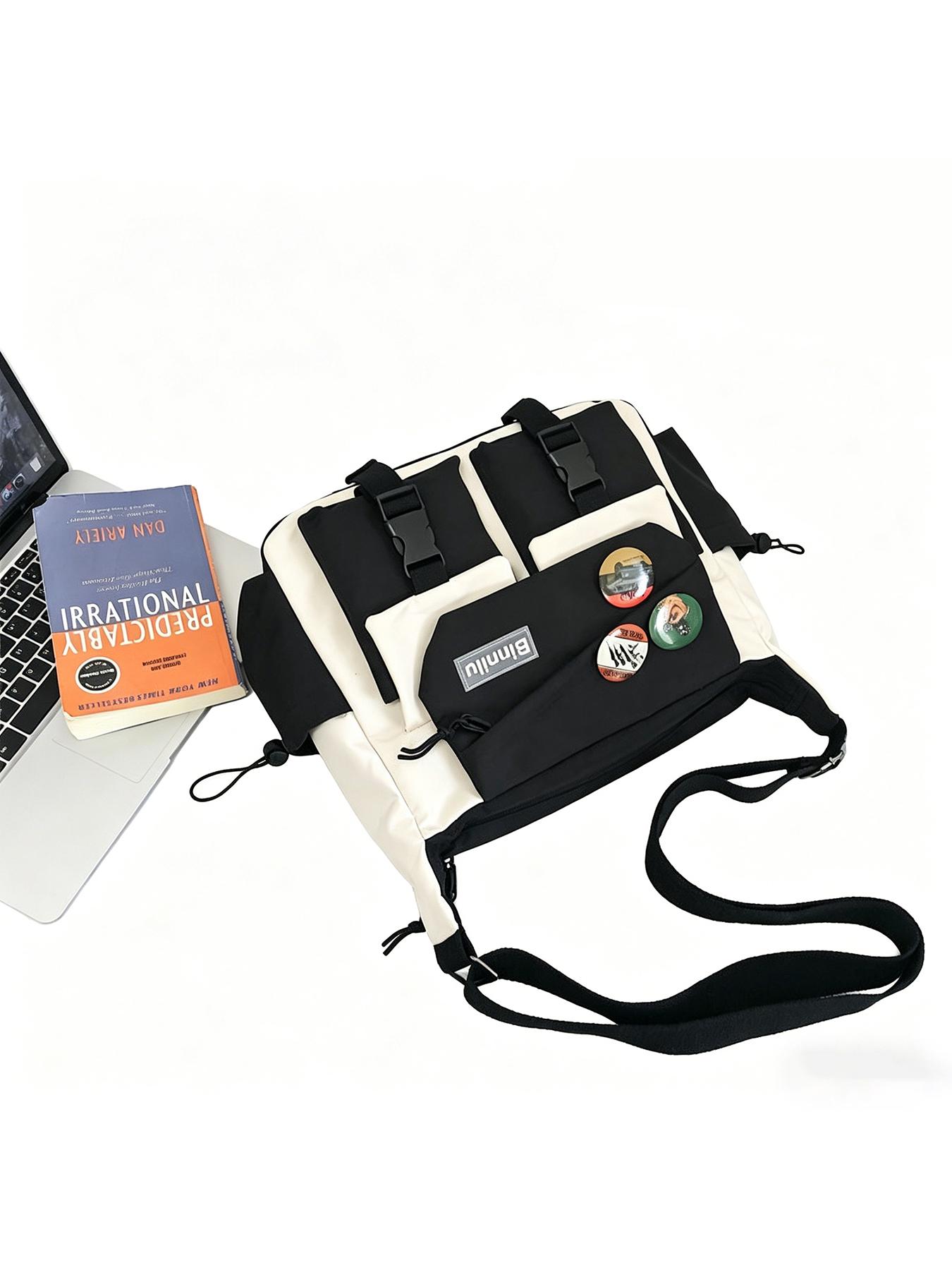 Unisex Nylon Adjustable Shoulder Strap Commuter Casual Crossbody Bags, Large Capacity Casual Colorblock Design, Ideal for Travel, Daily Use and Commuting