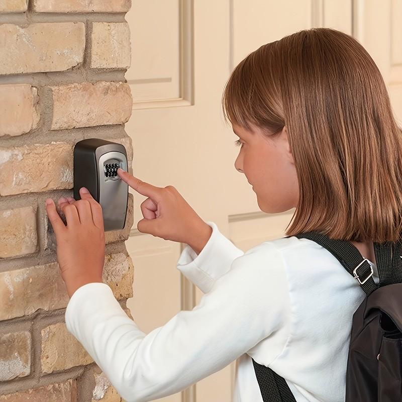 Flip-Top Key Safe Box, Wall-Mounted Metal & Plastic Key Storage, Password Lock, Ideal for Home, Hotel, Travel, Emergency, Renovation