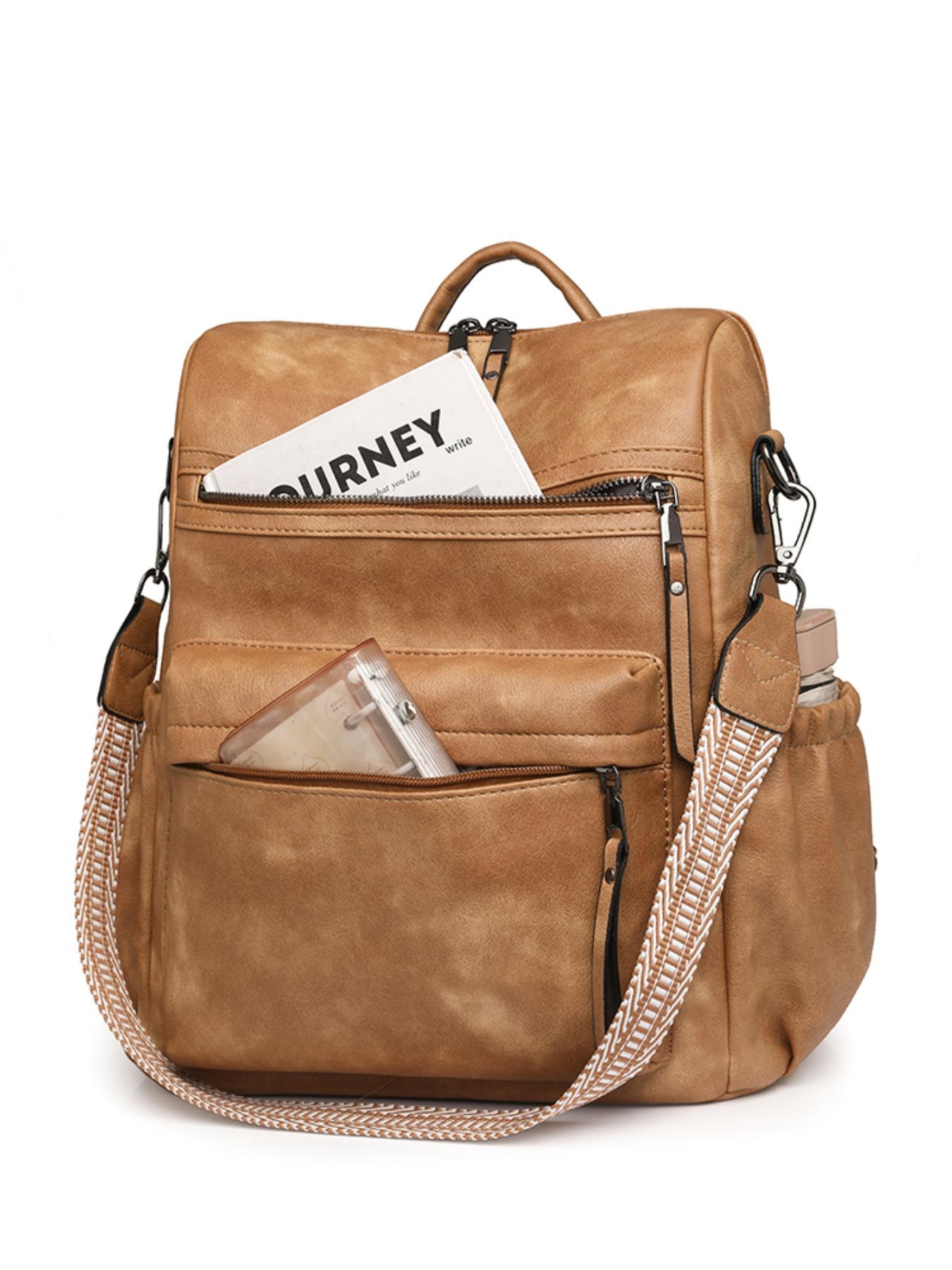 Two-Piece Backpack, Large Capacity Commuter Laptop Bag, Durable PU Material, Multi-Compartment Design, Ideal for Work, Travel, Shopping