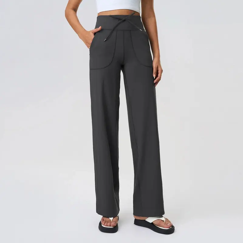 Women Wide Leg Pants High Waist Loose Fit Breathable Yoga Trousers with Big Pockets Casual Athletic Lounge Workout Pants for Comfort Style and Versatility