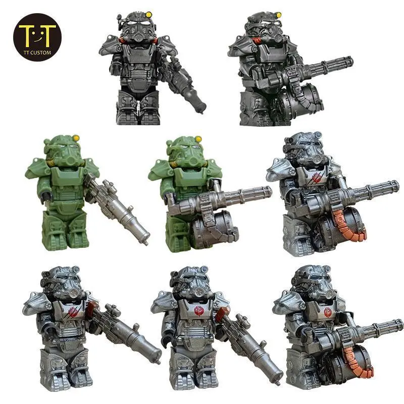 2026 hot item MOC Military T60 Armor Soldiers Mini Anime Action fallouts Figures Weapons Robot Kinghts Building Blocks Bricks DIY Toys  gifts Popular toys