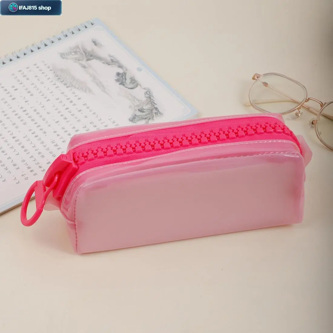 Aesthetic Cute Transparent Jelly Pencil Pouch for Students - Large-Capacity Upright Zipper-Close Case, Minimalist Colorful Storage Organization for Pens/Markers, Back to School Office Desk Gift