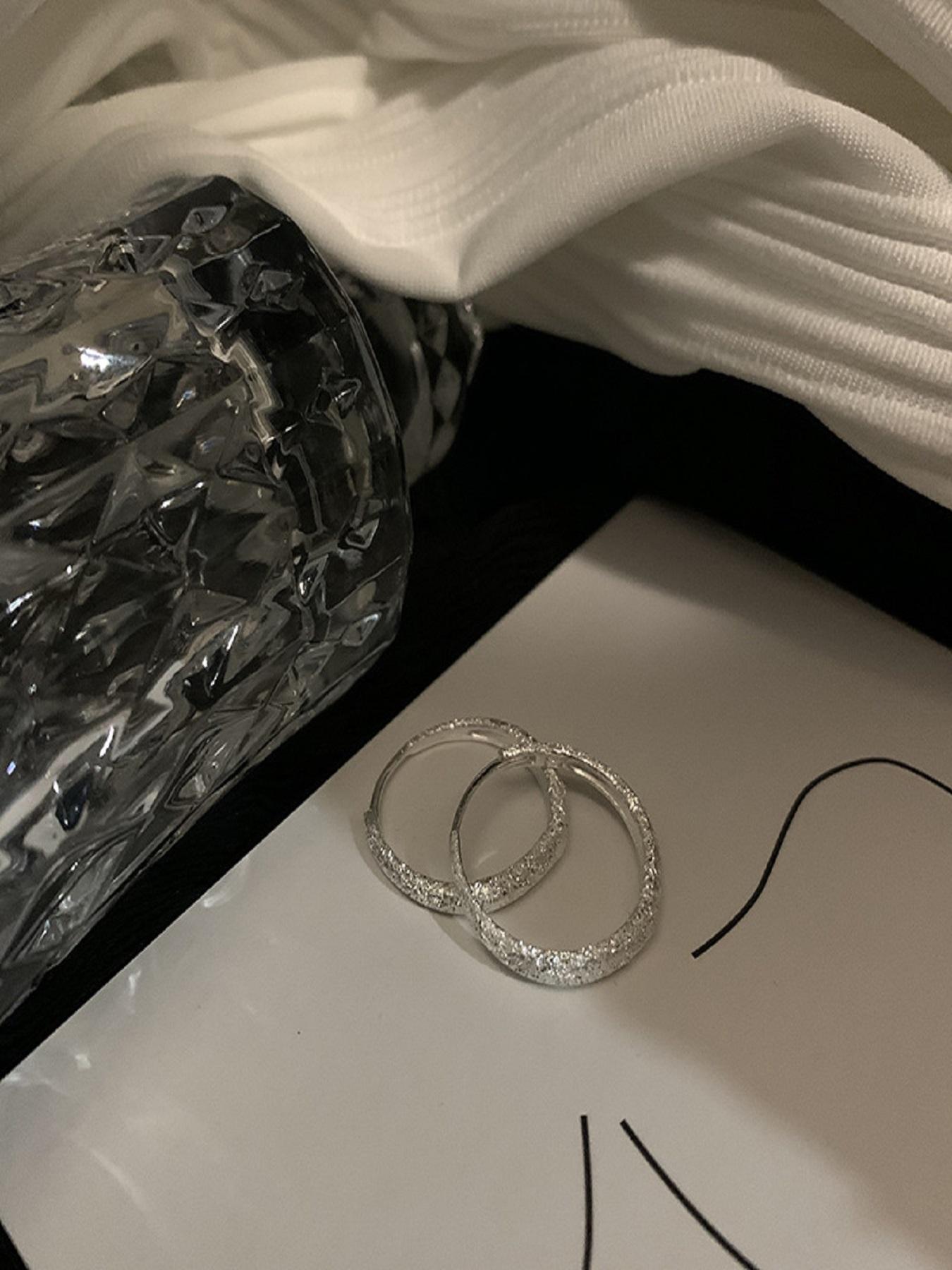 Shiny Sand Texture Earrings, Minimalist Fashion Women's Jewelry, Silver Color, Casual Style, All Seasons, No Choking Hazard