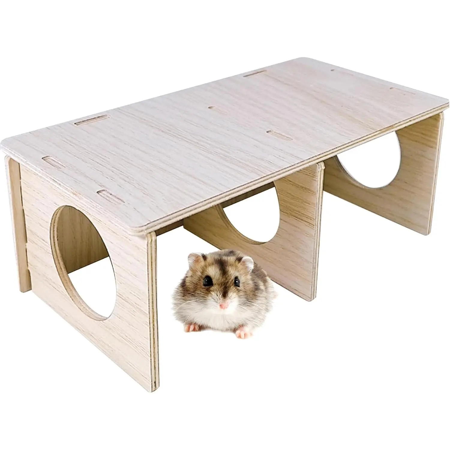 Wooden Hamsters 2-Chamber Hideout-Tunnel Multi Chamber Exploring  Hamster Hiding Maze Tunnel  Platform Stuff Cage Accessories for Gerbil Rat Mice