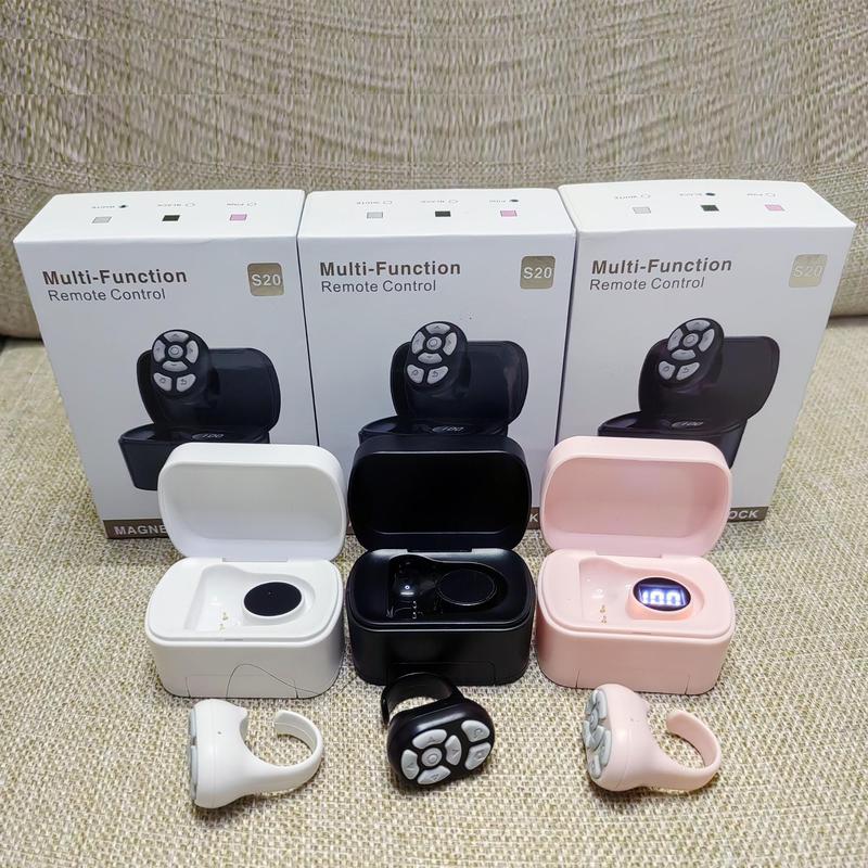 Rechargeable 7-Button Scrolling Ring Clicker, Selfie Video Controller for iPhone & Android, Wireless Remote Accessories for Mobile Phones, Electronic Gadgets