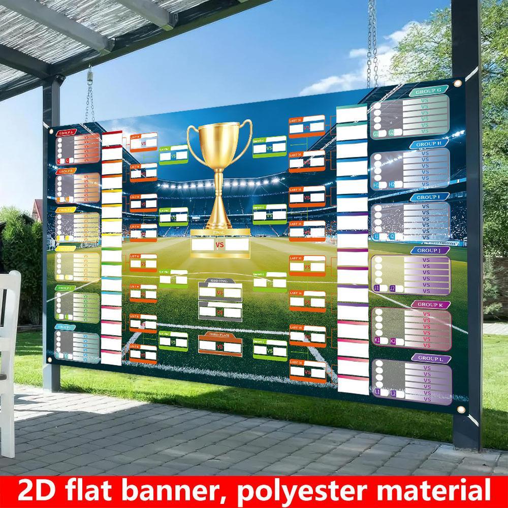 2D Flat Polyester Photography Backdrop Banner, HD Digitally Printed Football Tournament Bracket Design Cloth, Soft Lightweight Foldable Machine Washable Photo Booth Prop for Soccer Game Day Celebrations, Banners, Party Decorations Banners, Backdrop Decora