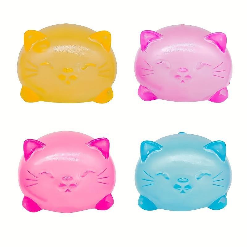 Cute Cat Stress Ball Set, Kids Party Gift Pack, Slow Bounce Tpr Plastic Toy, Perfect Classroom Reward, Birthday & Holiday Gift