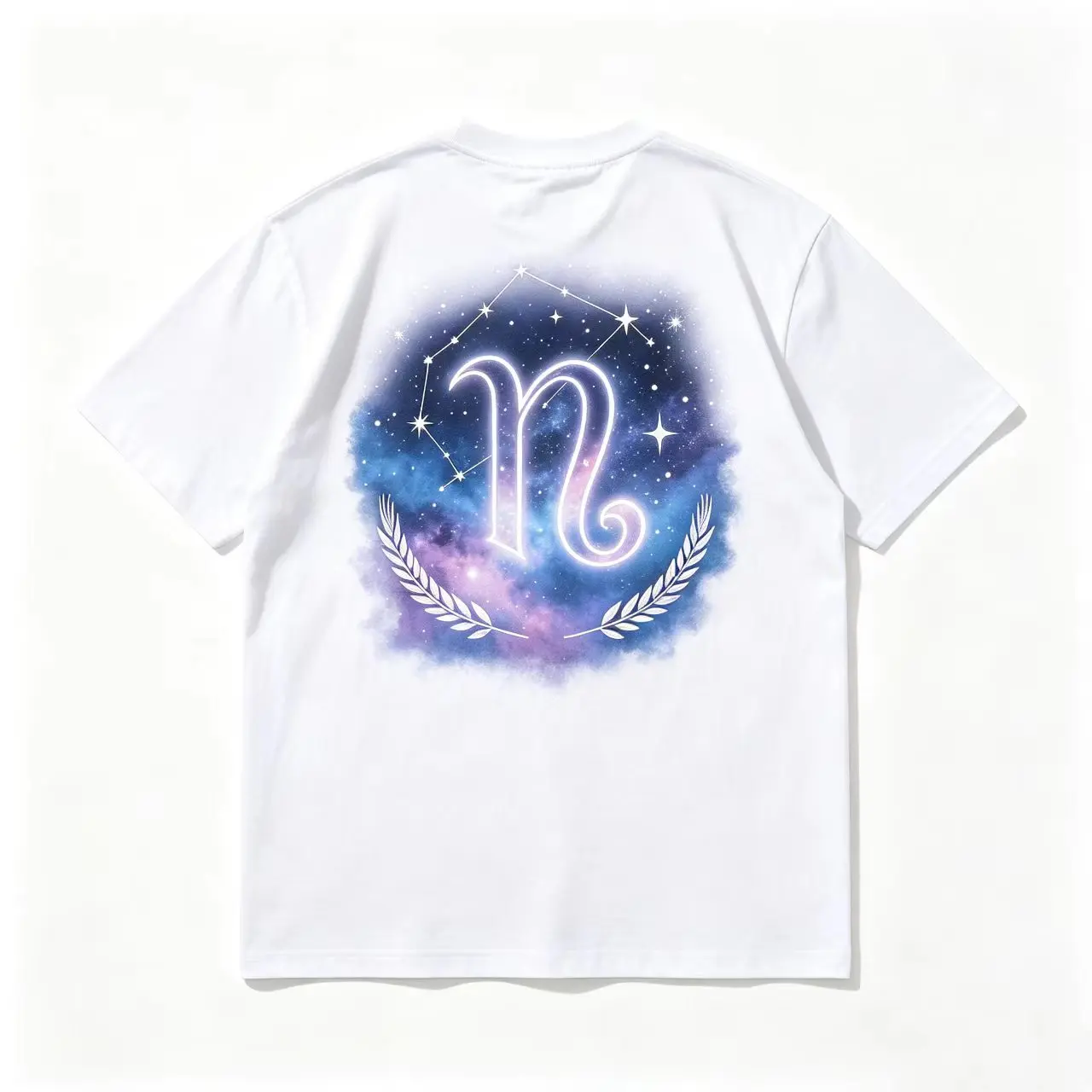 Women's Short-Sleeve Round Neck Oversized Cotton T-Shirt - Scorpio Zodiac Galaxy Constellation Print Tops, Fashion Astrology Outfit, Ideal Birthday Gift For Her