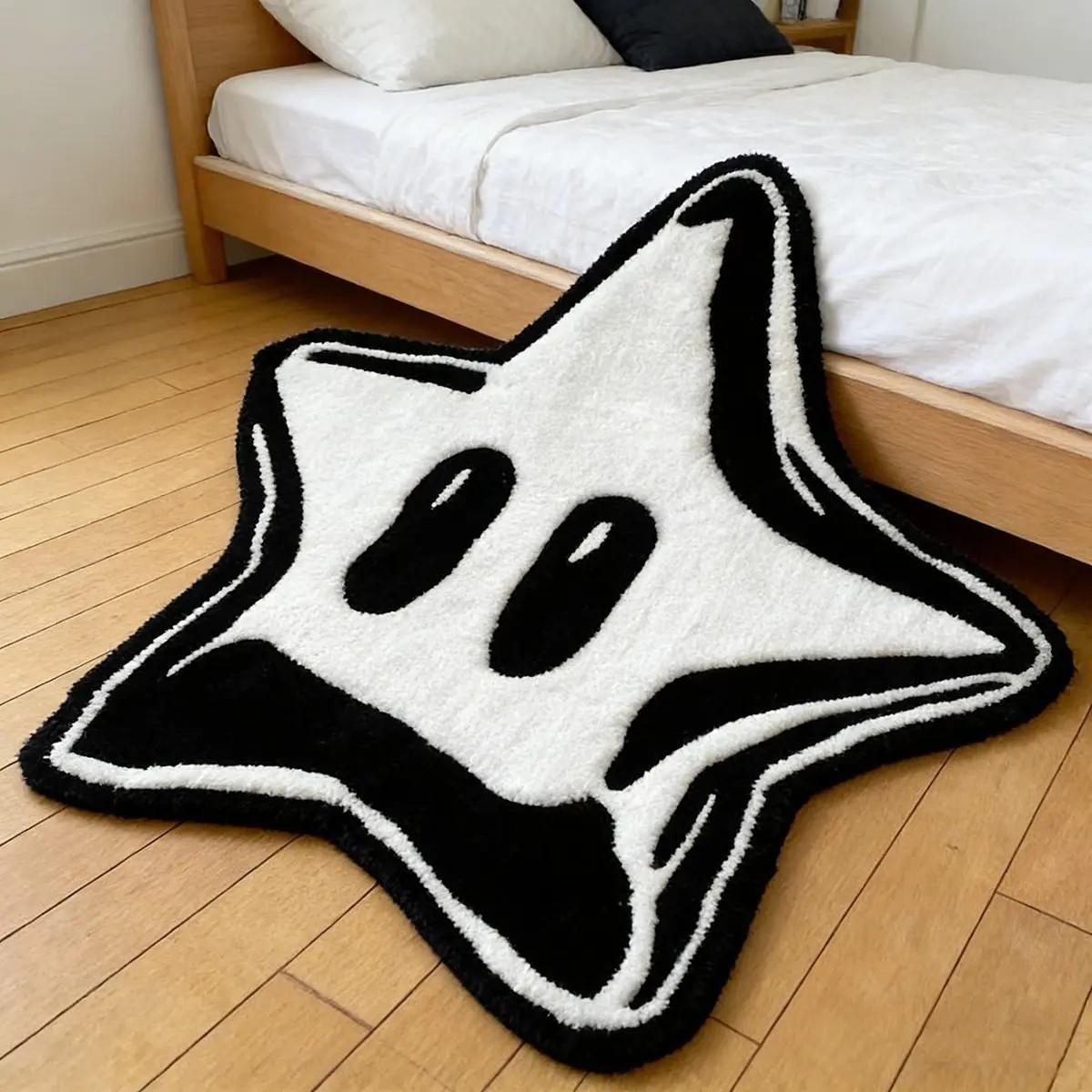 Creative Cartoon Star Pattern Carpet, Soft Comfortable Bedroom Rug, Easy Care Living Room Mat, Home Decor Floor Covering, Soft Area Rug, Decorative Rug
