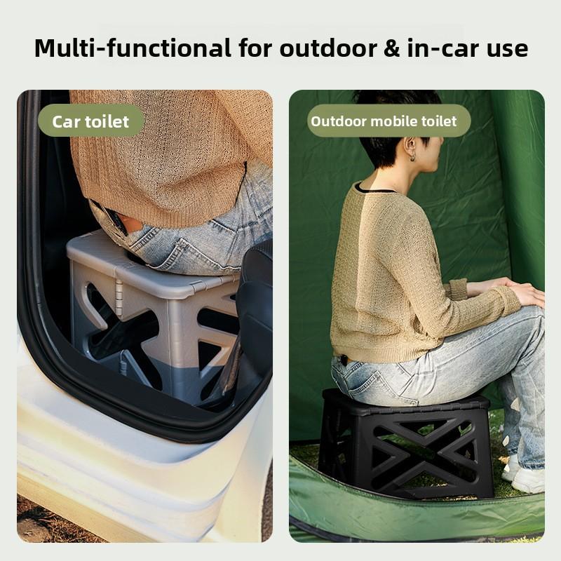 Portable Foldable Car Toilet with Deodorization Outdoor Camping Emergency Potty Multifunctional Stool