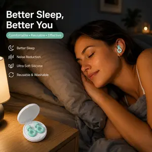 Noise Reducing Silicone Earplugs, Reusable Ear Plugs for Sleep Snoring Travel and Focus