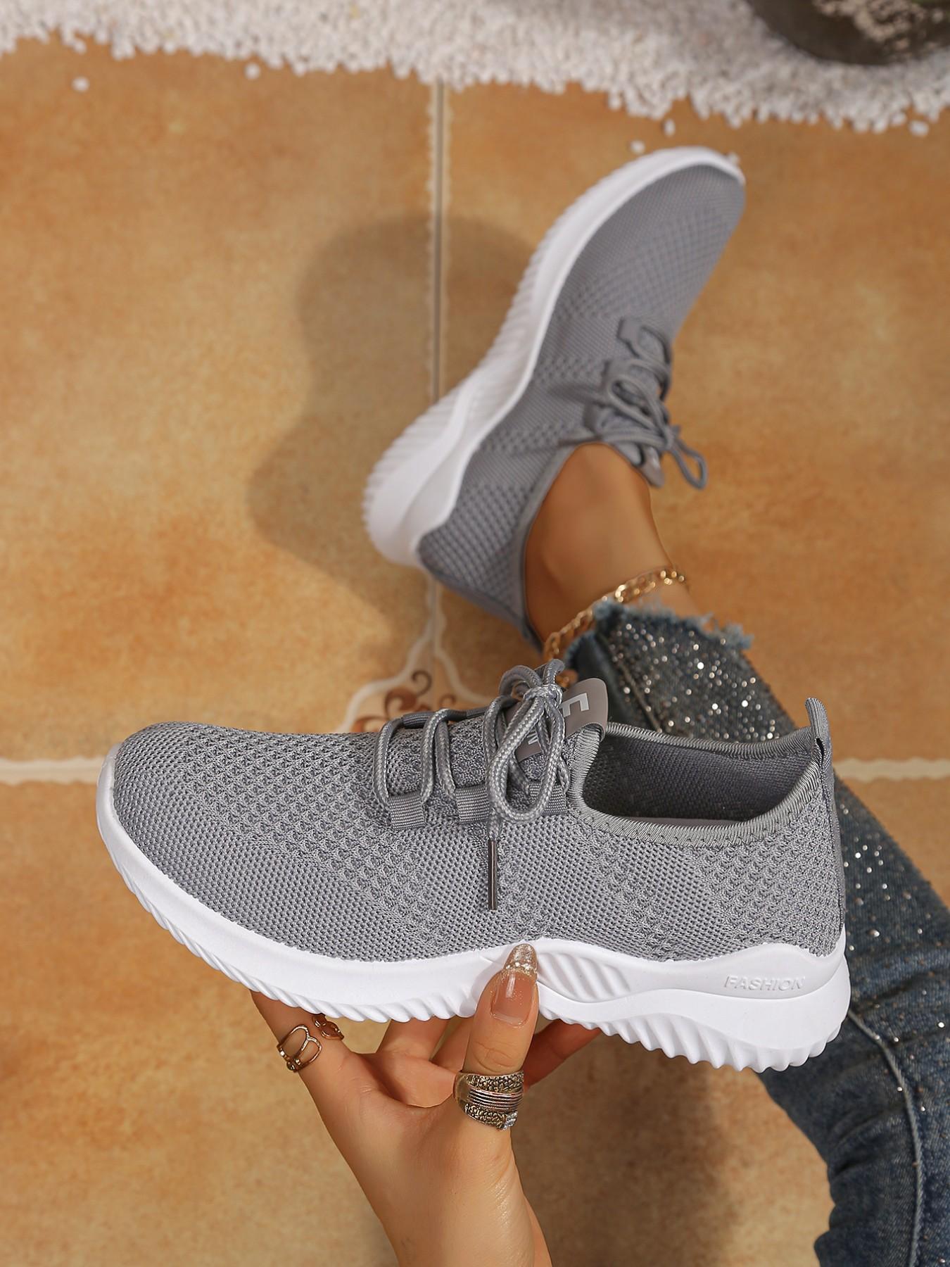 Ultra-Light Breathable Knit Sports Shoes for Women, Anti-Slip Soft Sole Casual Shoes, Daily Commute Lazy Sports Shoes, Round Toe Sneakers, Lightweight Breathable Sneakers