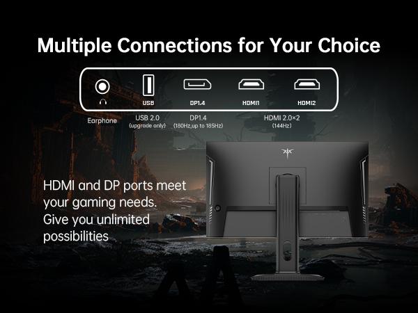 KTC 24" 2K QHD 180Hz HDR400 Gaming Monitor, Fast IPS 2560*1440p Computer Monitor, Up to 185Hz, 1ms, G-Sync/FreeSync, Height Adjustable, 2 x HDMI, 1 x DP, H24T7